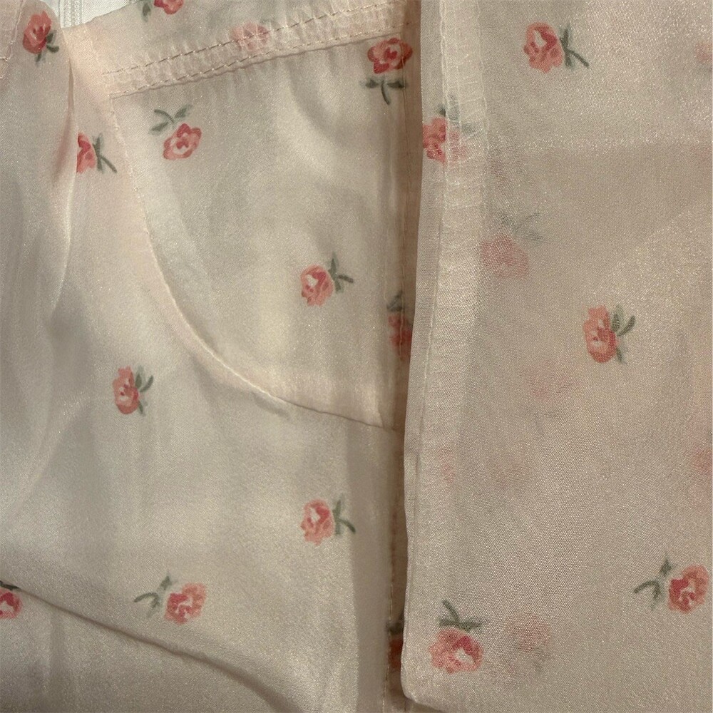Rosie Posie Dress Womens L NWT Cream Pink Ditsy Floral Tiered Ruffle Midi - Picture 4 of 7